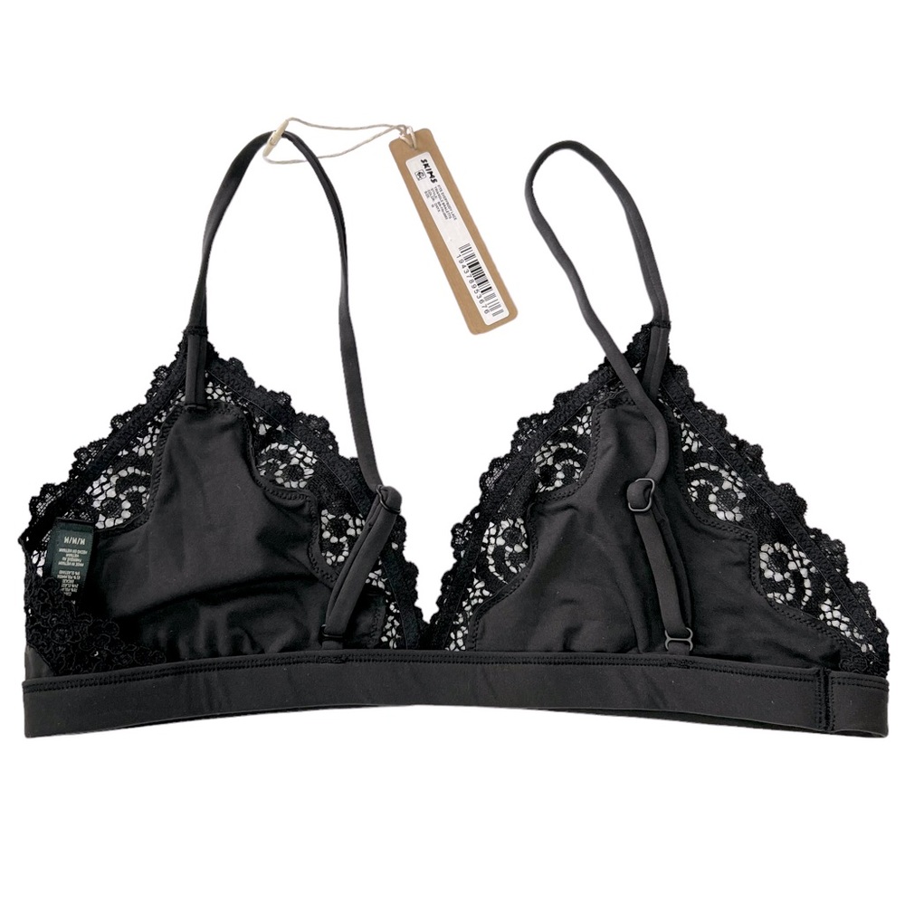 SKIMS FITS EVERYBODY CORDED LACE TRIANGLE BRALETTE ONYX BLACK SIZE MEDIUM - Picture 6 of 10